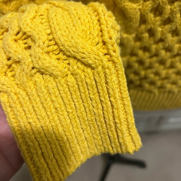 NWT Ann Taylor mixed cable knit sweater canary yellow size M - Picture 8 of 12